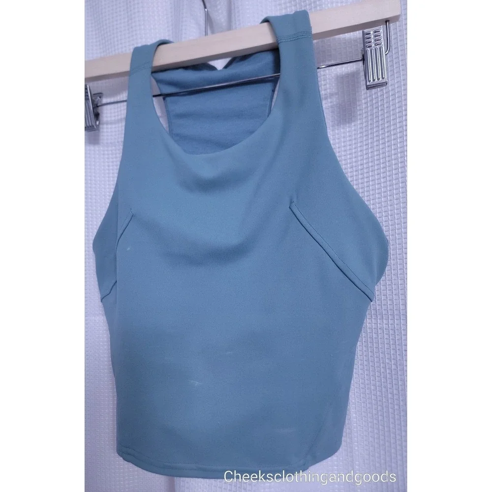Lululemon 6 Invigorate Training Tank Top Teal W/Built In Bra W1DC1